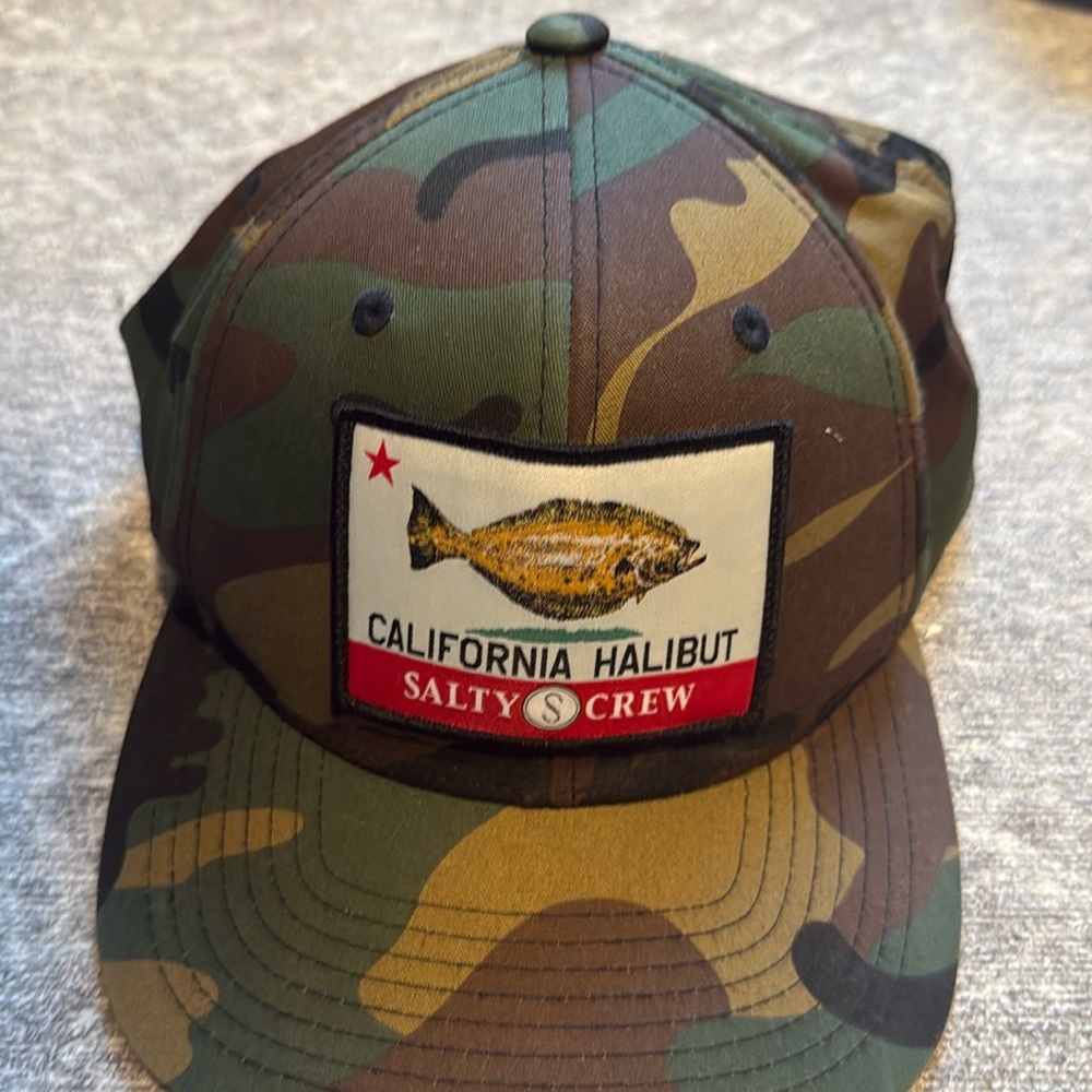 Salty Crew Camo Cap with Halibut Patch